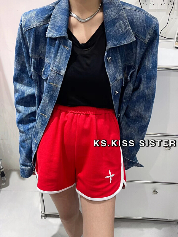goods in stock! New in early summer! [KS] high waist slim letter embroidered a-word casual shorts 20228# ozq