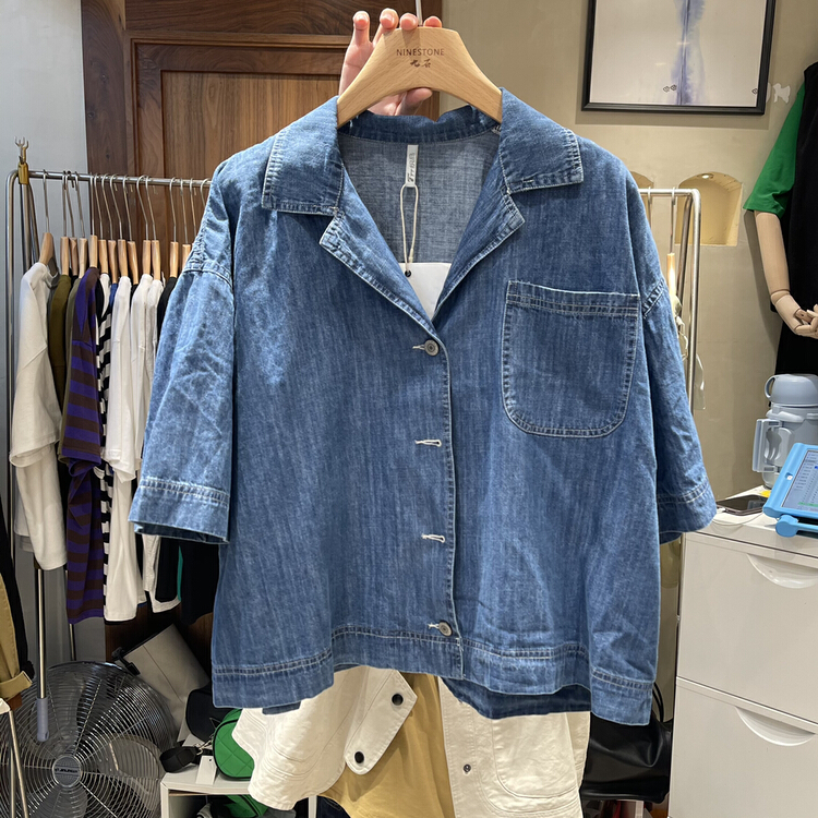New in early summer! [fabric] Korean versatile denim shirt 592037# L
