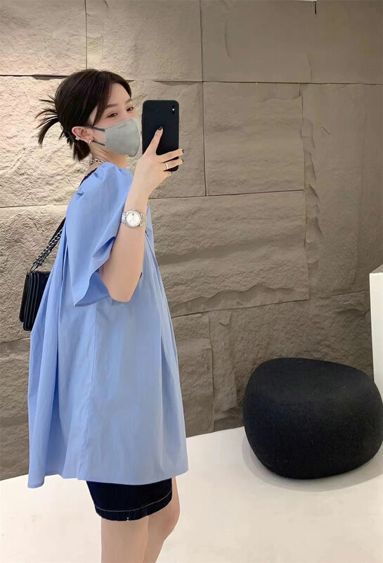 [8090] square neck color blocking fashion dress 2090# L