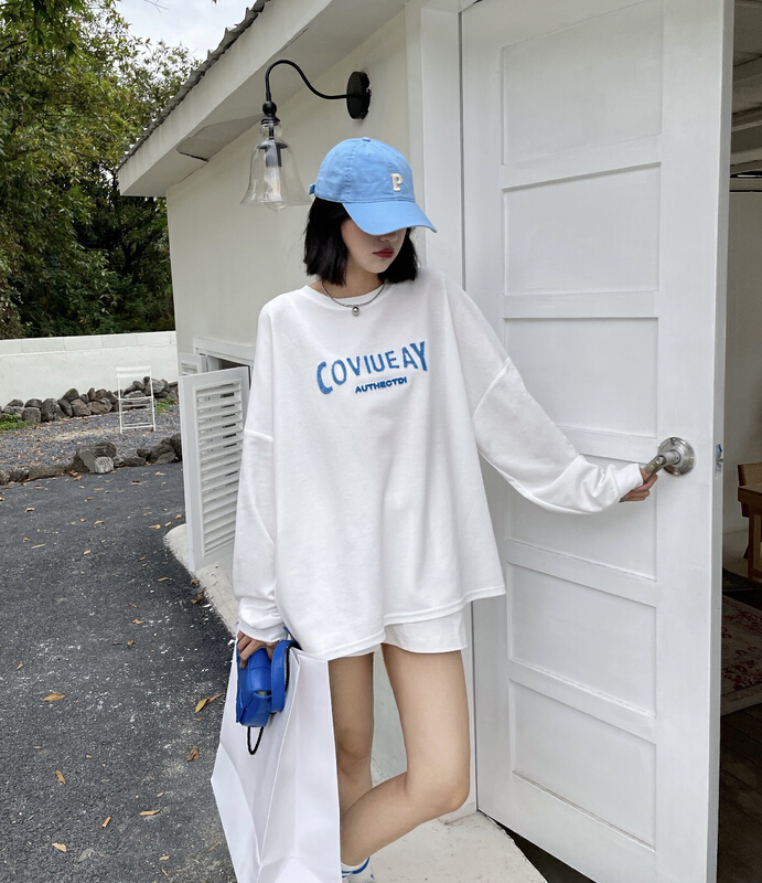 The original price is 77.83! New in early summer! "KEYBOARD" retro letter fashion sunscreen long sleeve T-shirt B- 9991# LSL