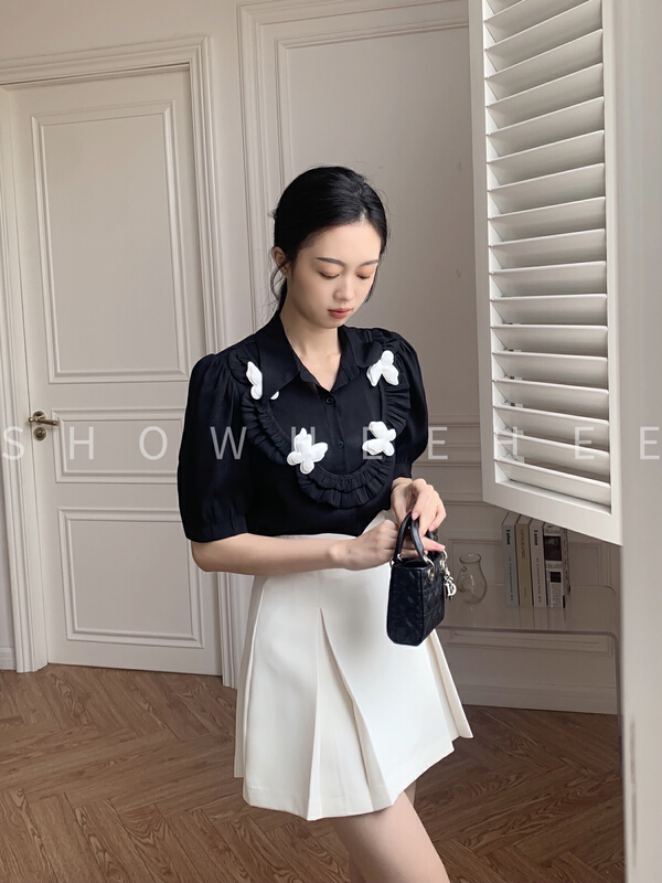 [xiuxixi] French sweet handmade three-dimensional bow versatile shirt 9068# zxx