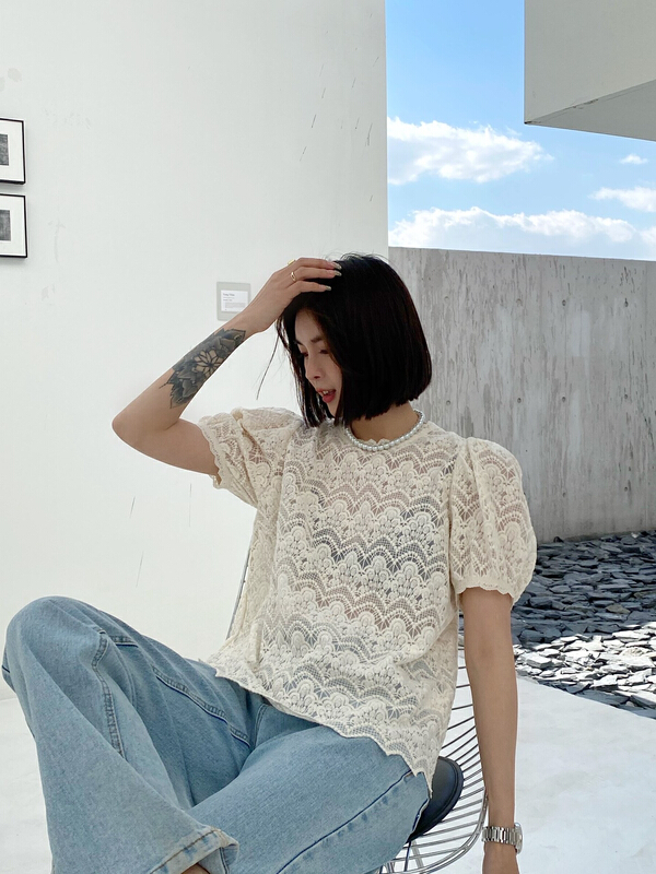 [Za] bubble sleeve foreign style fashion shirt 10266# LSL