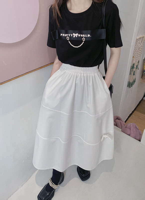 New in early summer! [twins] solid color flower pin skirt (with Brooch) 8030# hjy