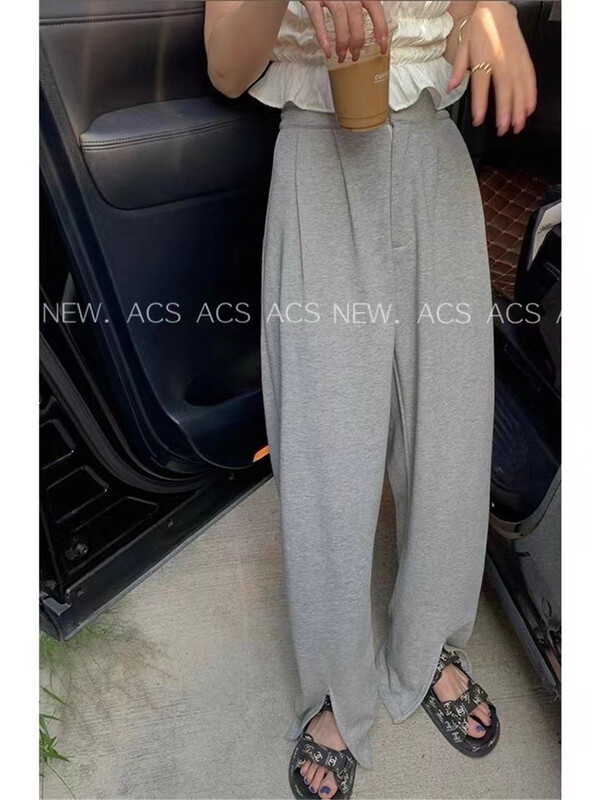 goods in stock! New year in early spring! [ACS] simple solid color high waist thin split casual pants ys1-8902# CSX