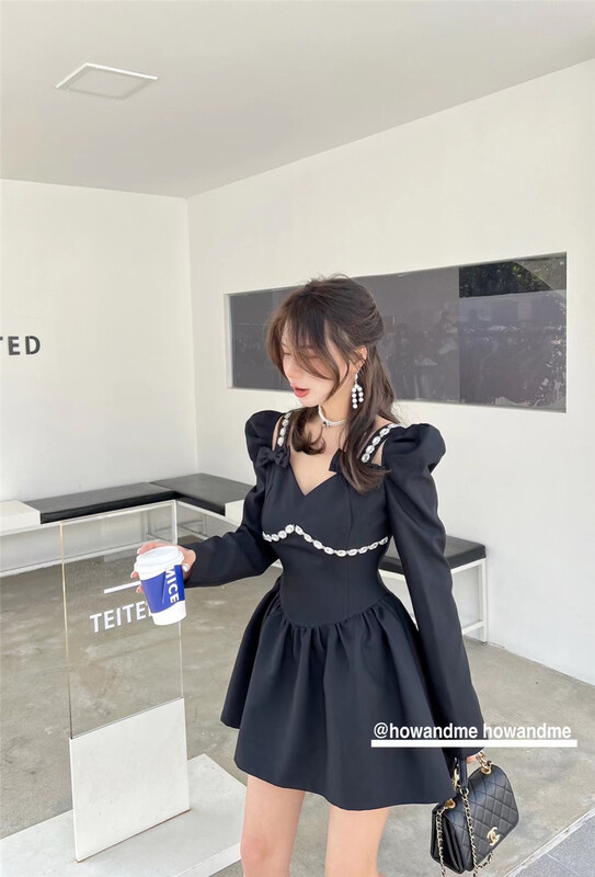 Original price 178.99! New year in early spring! [how and me Cheng Xi] design sense Vintage westernized heavy industry dress ys1-8120# LSL