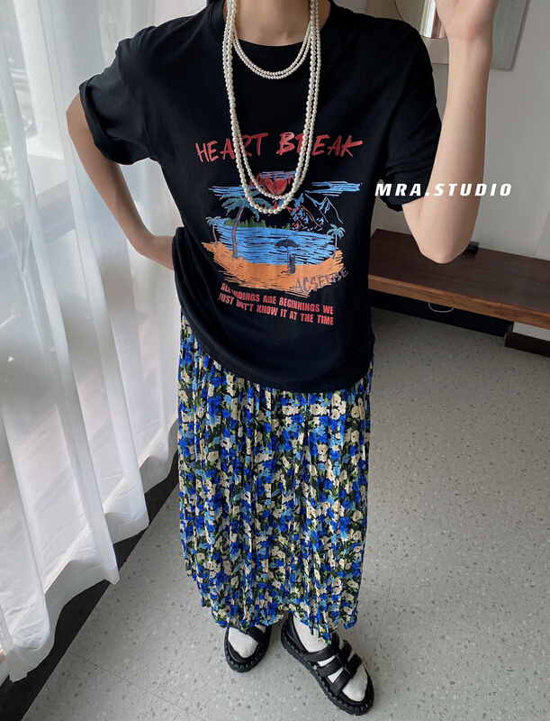 New in early summer! [MRA] summer sailboat print fashion short sleeve T-shirt l1060# zxl