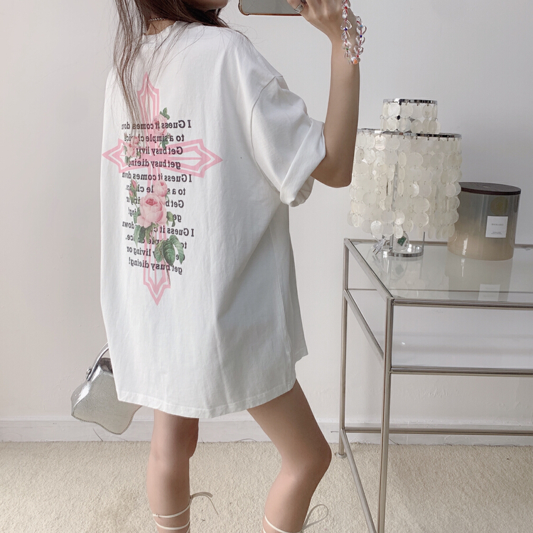 "VANESSA" high street printed pullover short sleeve T-shirt T34# OZQ