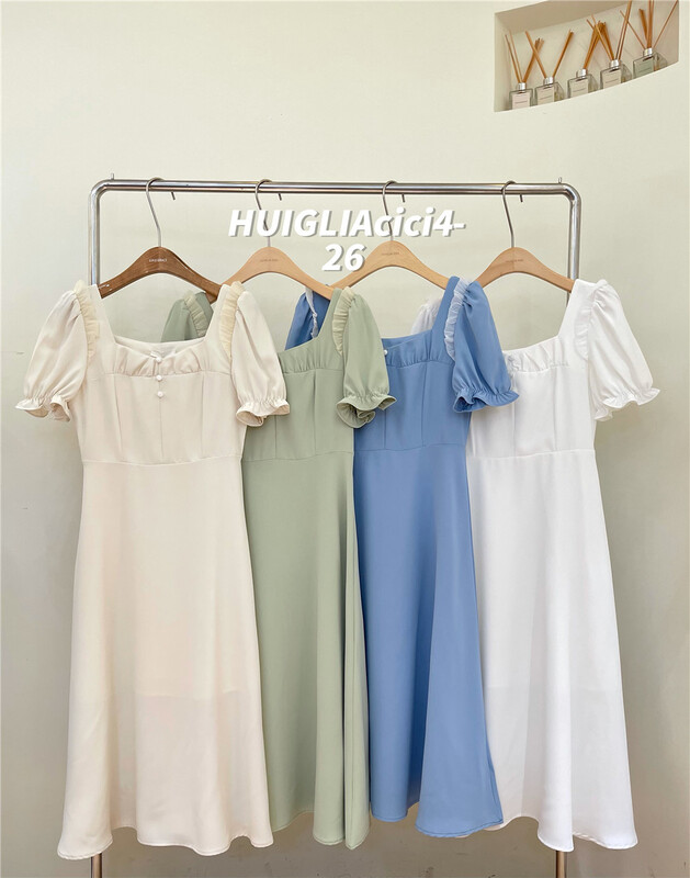 [huiglia clcl] French square neck gentle style dress ys1-8030# zjy