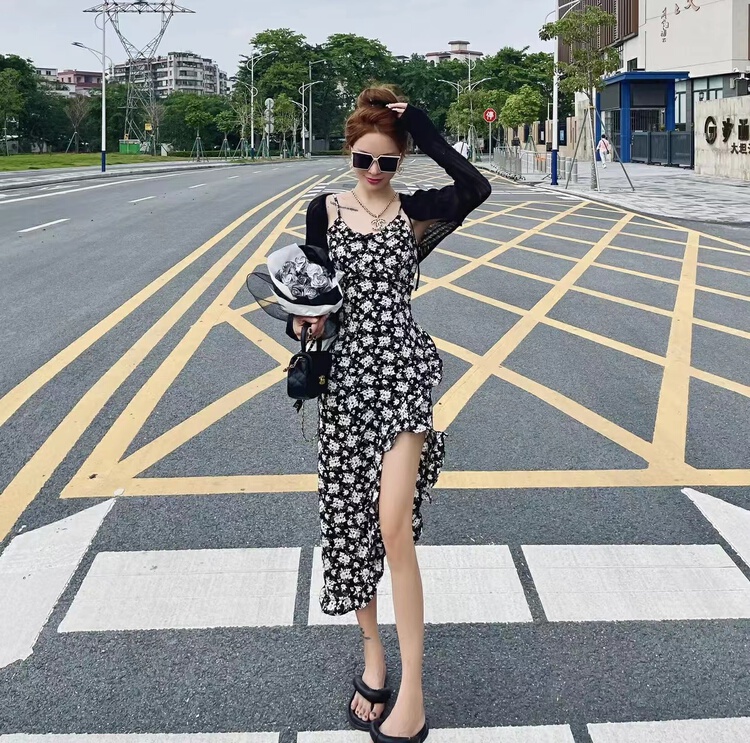 [sme+] temperament print slim Sling Dress 2670\csx
