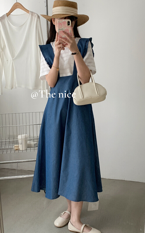 [the nice] simple fungus edge fashion strap skirt a90062# hjy