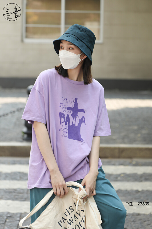 New in early summer! "Three plain clothing original" casual simple loose Joker printed short sleeve T-shirt 22639# XYJ