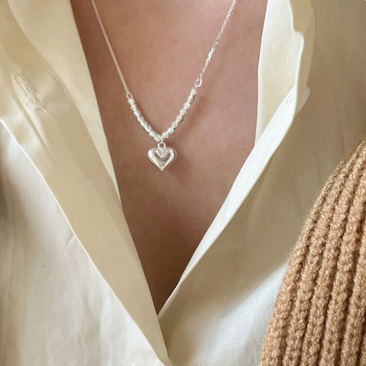 [inside] simple round bead Love Pendant design short necklace x3275# zxl