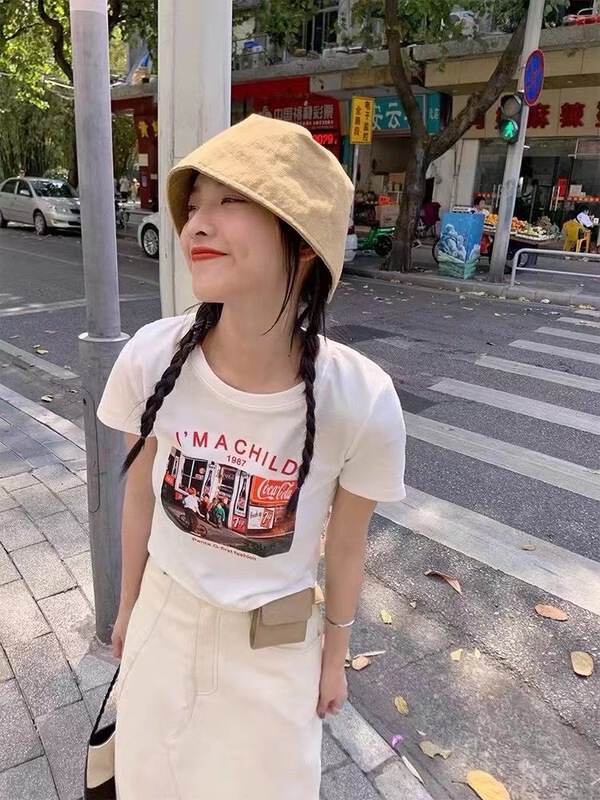 [Mao] crew neck print short sleeve T-shirt 8050# ll
