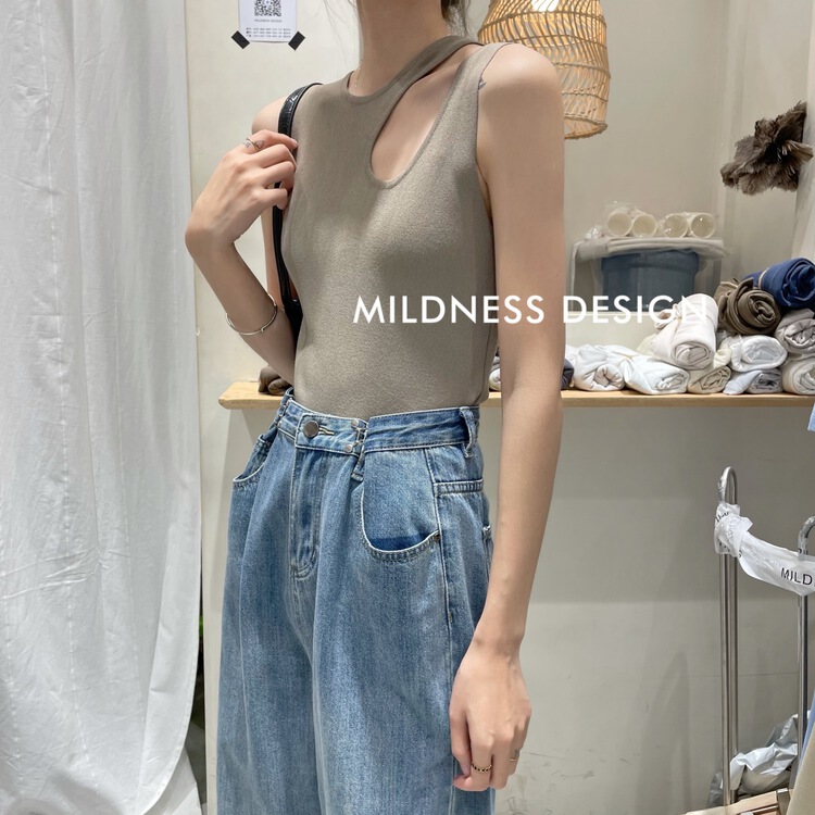 [mildness] curved bead design off shoulder vest / sling 6635# ZSY