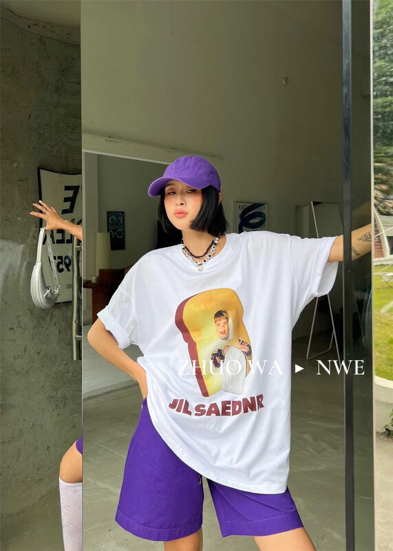 [buyer Yan Xuan zhuowa] funny portrait ins printed round neck short sleeve T-shirt 6131# Cl