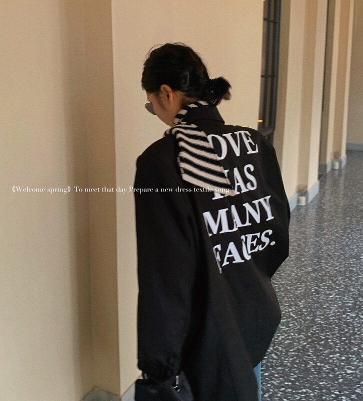 [TS] temperament back letter texture loose suit ts801# cqw