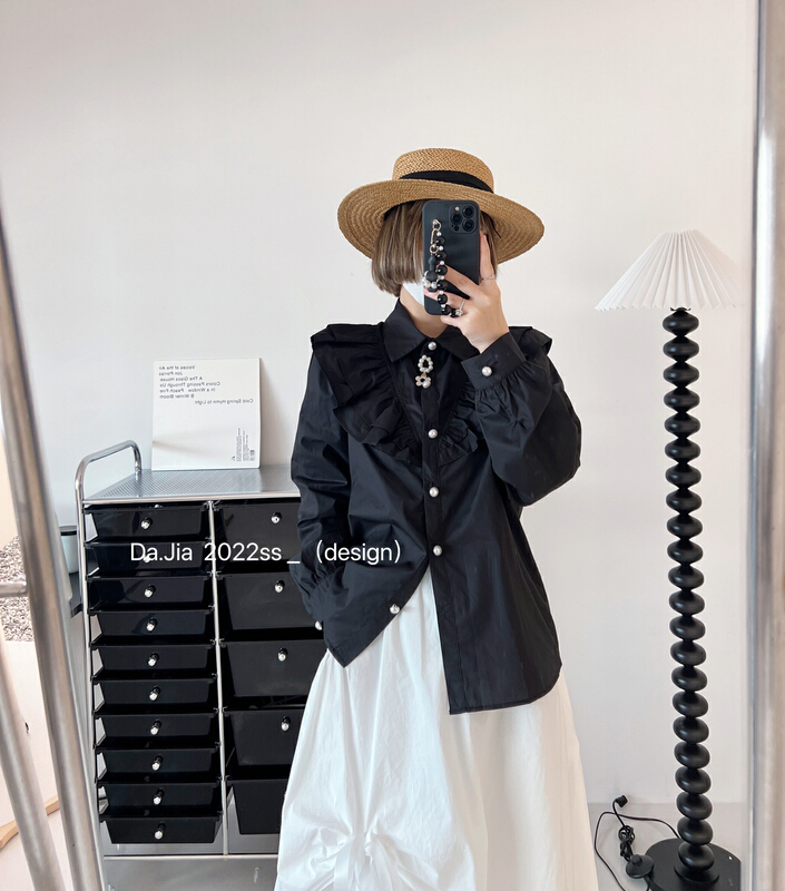 New year in early spring! [Dajia] Korean Ruffle collar versatile small shirt 8586# CLS