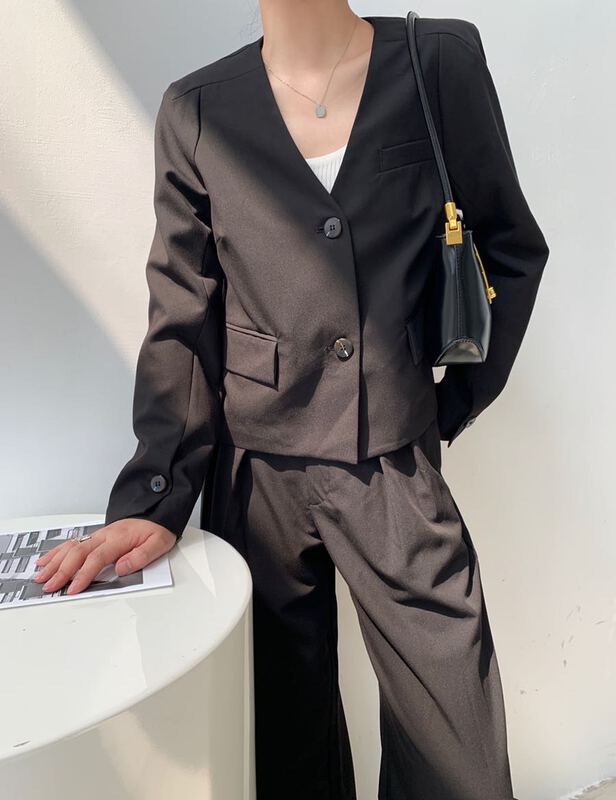 [context sense] Korean wide shoulder solid suit tts927# CLS