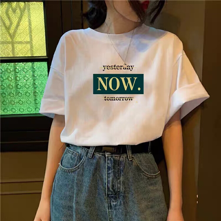[ziyijia] letter loose and versatile short sleeve T-shirt 0068# WTT