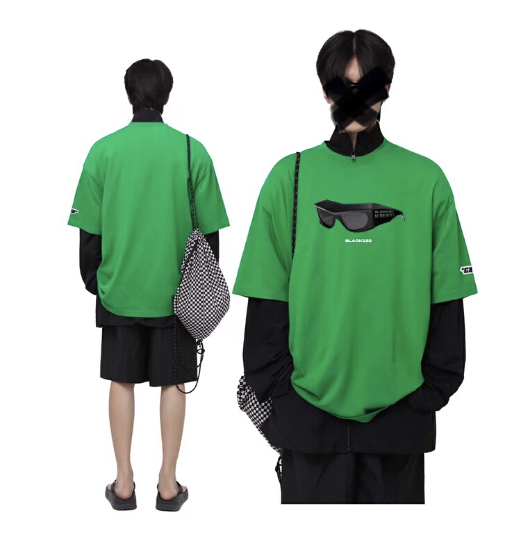 [Tess] Guochao versatile fashion men's short sleeved T-shirt ys1-cxy# ZZL