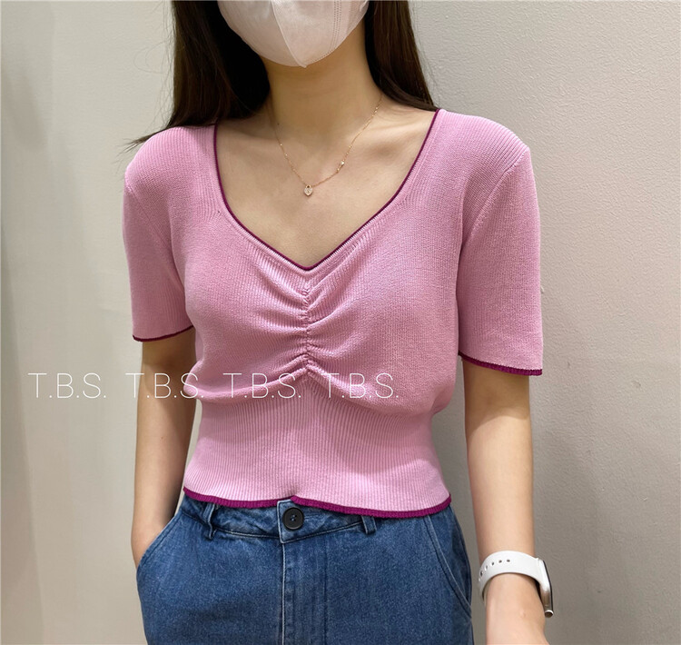 [t.b.s] Korean fashion pleated short sleeve shirt 7023# lwy