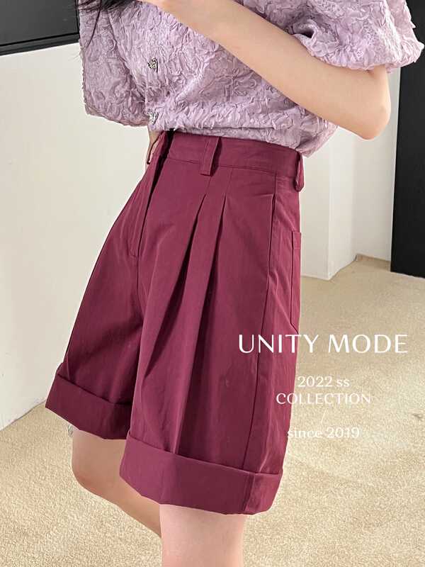 New in early summer! [unit] high waist, loose and straight tube, slim five point casual shorts 6392# cqw