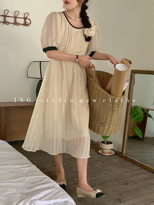 [ing] color blocking romantic versatile dress 7790# HBx