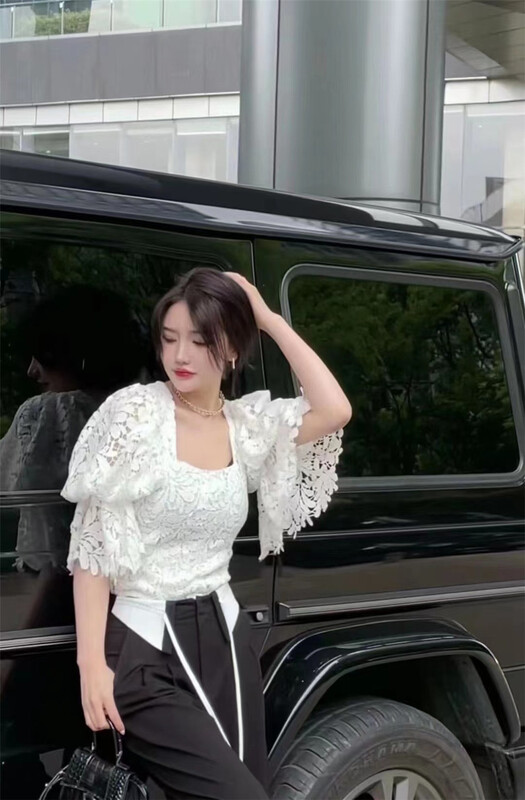 [dl. Am] square neck commuter basic versatile shirt (without necklace) 80175# WPL