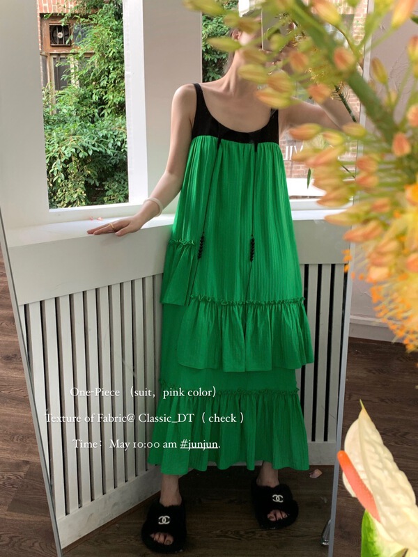 [DT class] design sense Beaded strap suspender dress 4788# XYJ