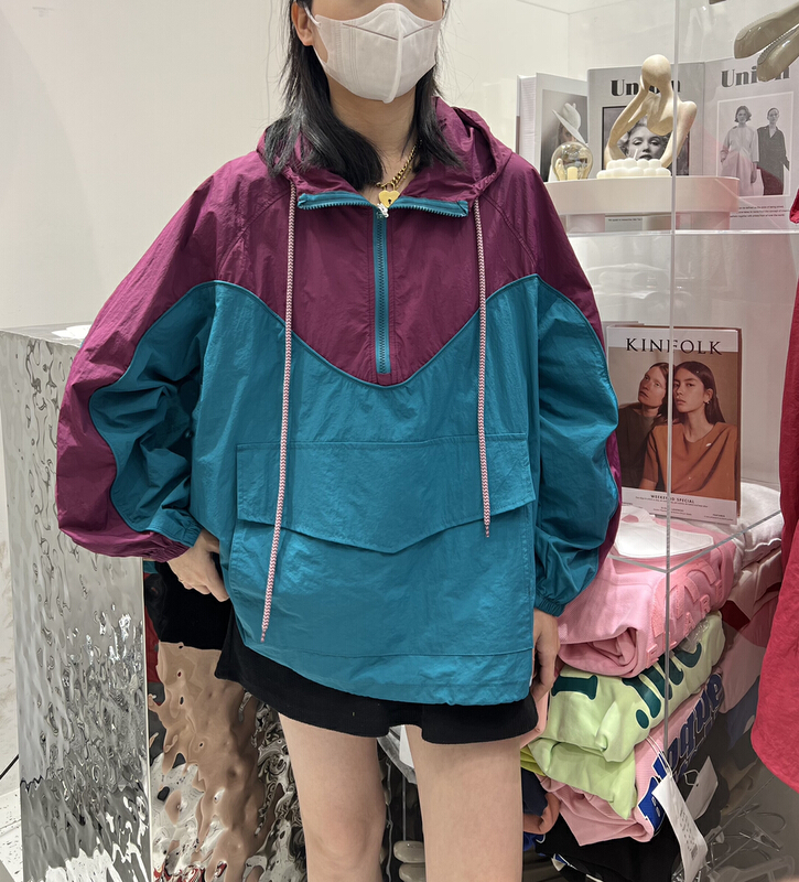 【柒熹】套頭連帽拼色防曬衫  6093#  XYY