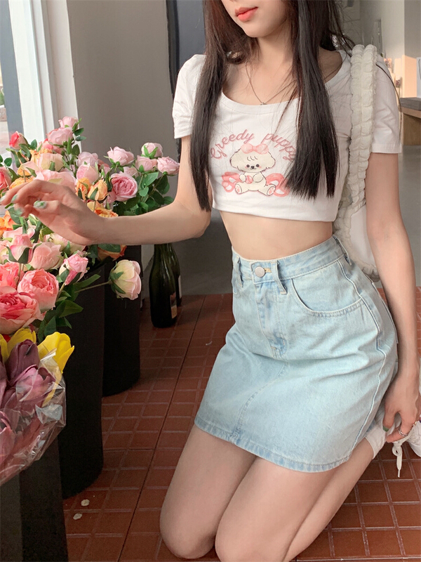 [vitality YDY] Hip Wrap A-shaped slim denim skirt 91040# LSW