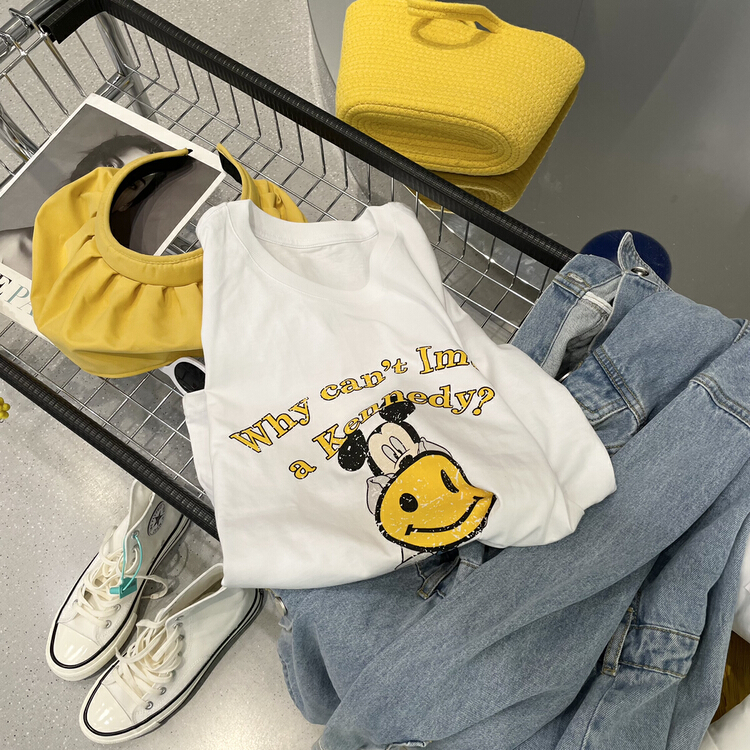 Original price 88.99! [bobo1972] Korean smiley face loose short sleeve T-shirt ay229308# ozq