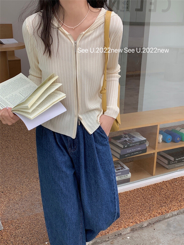 New year in early spring! [see u] hooded zipper fashion Korean knitted cardigan 1188# L
