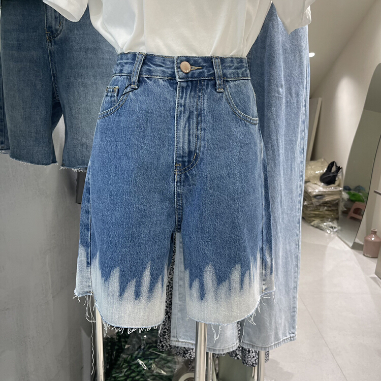 goods in stock! New in early summer! [Boran] Korean simple color blocking denim shorts 22b7179# LSW