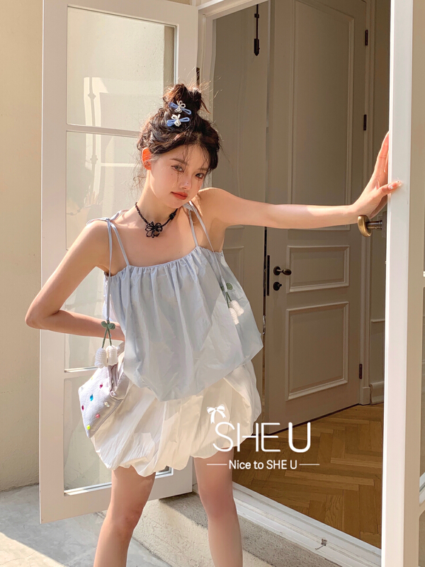 [she u] Korean sweet versatile vest / sling (non detachable lily of the valley) c50220# cqw