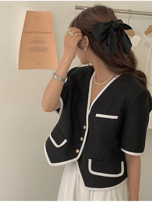 goods in stock! [u.me] elegant small fragrance style V-neck short shirt 63617# hjy