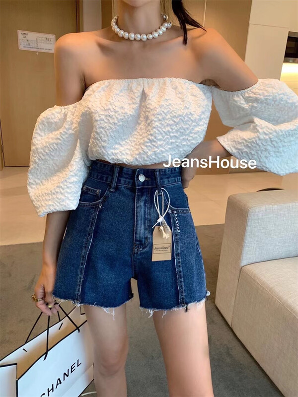 [jeans house] Korean versatile slim ins denim shorts 2229# zxx
