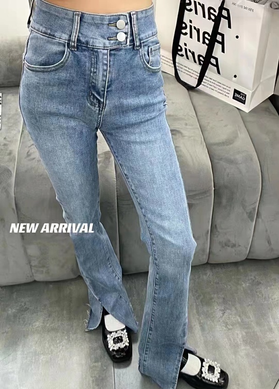 [x2 Fansi feather] high waist slim elastic micro flare jeans 8185# WTT