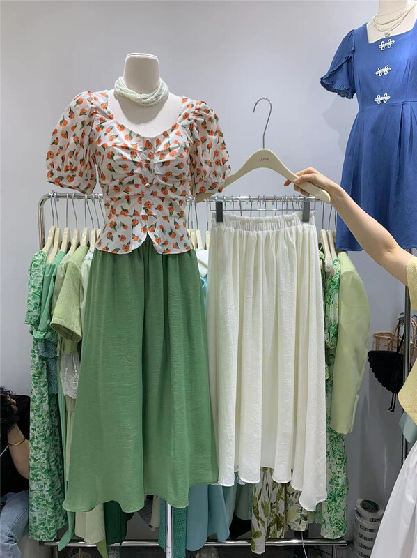 New in early summer! [u.me] Korean lady high waist solid color skirt 57960# hjy