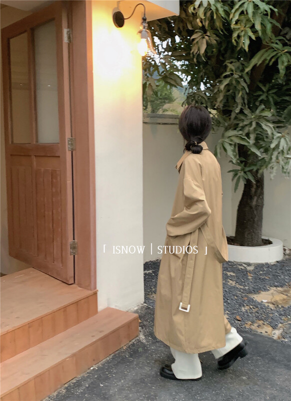 New year in early spring! [blank] Korean loose single breasted long windbreaker 572130# WPL