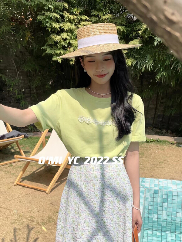 goods in stock! [O MI] foreign style embroidery floret short sleeve T-shirt ys1-9301# HBx