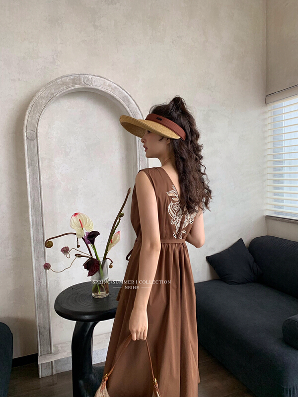 [neihe] vintage fashion loose dress (with waist rope) 22279# zxx