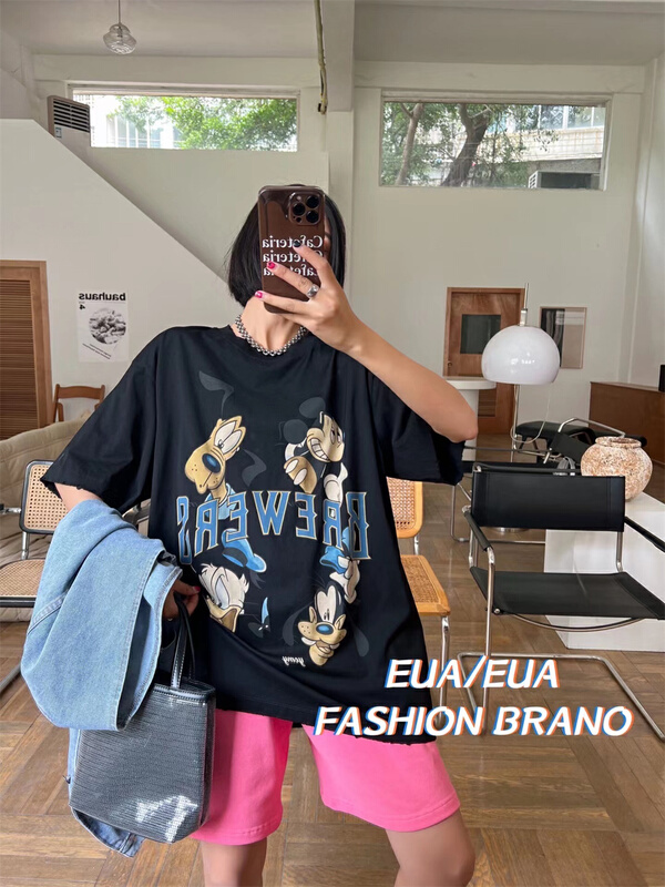 [European and American trend] Korean pattern printed short sleeve T-shirt (T-shirt only) ys1-12264# L