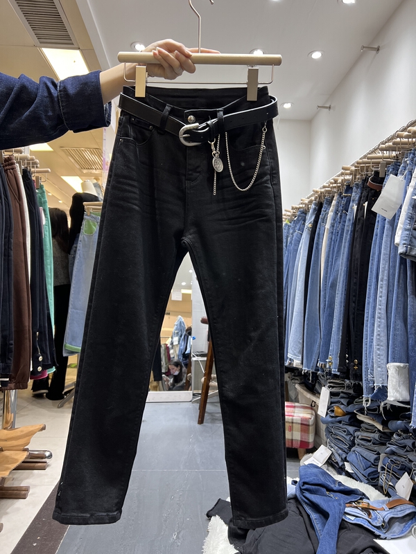 New year in early spring! [b1b2] smoke tube pants with split back leg and slim jeans (with belt) 88387# LSL