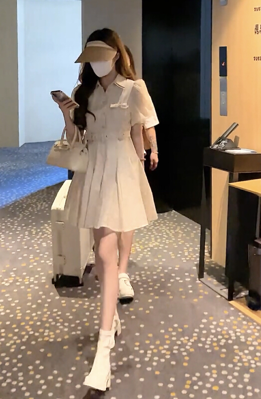 [JH] open thread tooling Pleated Dress (with belt) 41577# PCZ