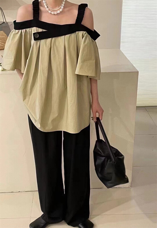 [e+.design] Korean version of versatile fashion one shoulder shirt (only selling shirts) ys1-8121\csx