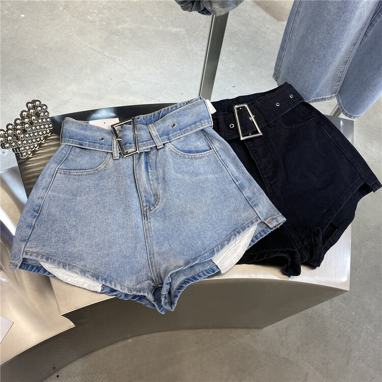 【 aus 】 Korean design Vintage denim shorts (with belt) 6893\lsw