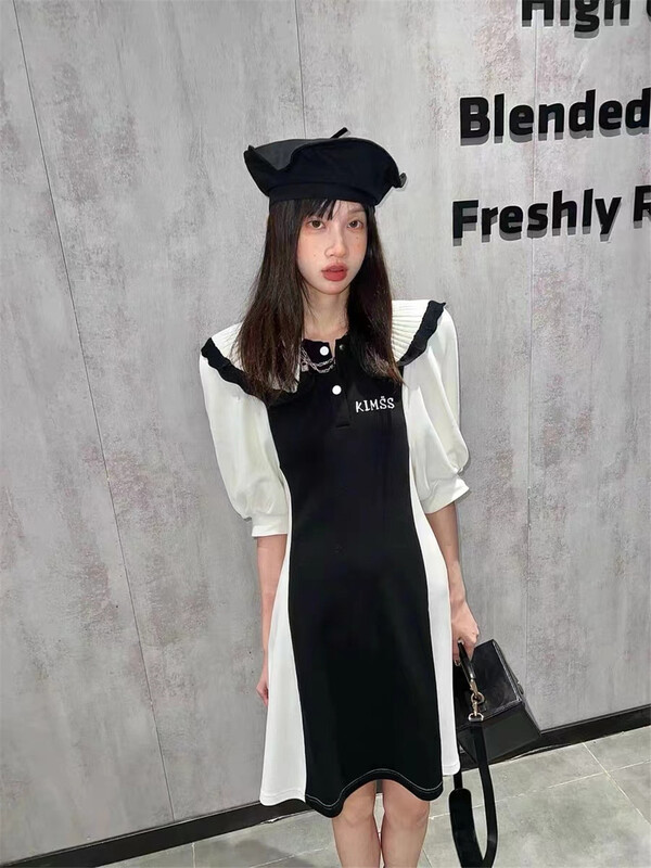 [Yu Han] fashion color blocking minority dress 3256# zyh