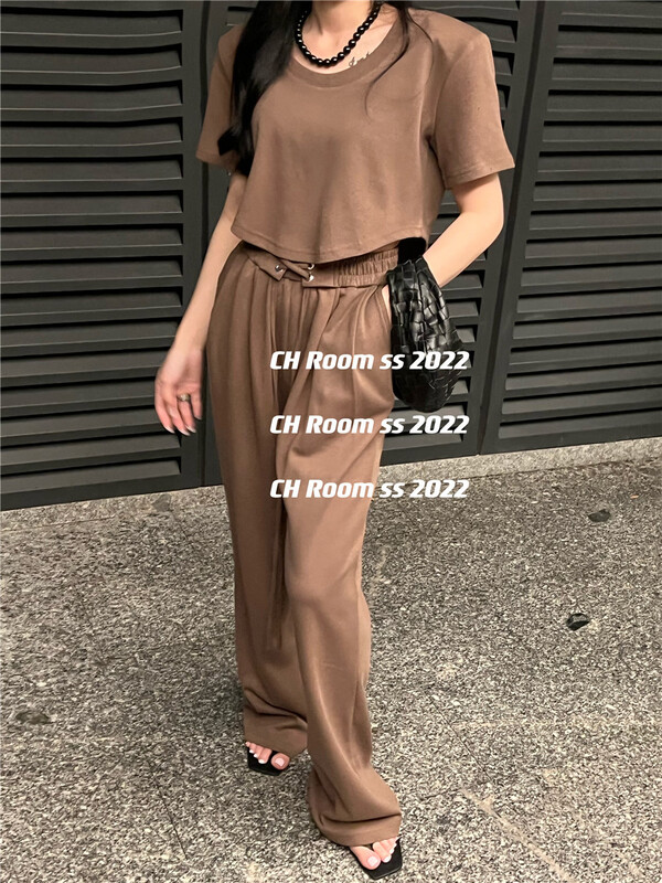[ch room] clean versatile T-shirt + casual pants set 8739# ozq