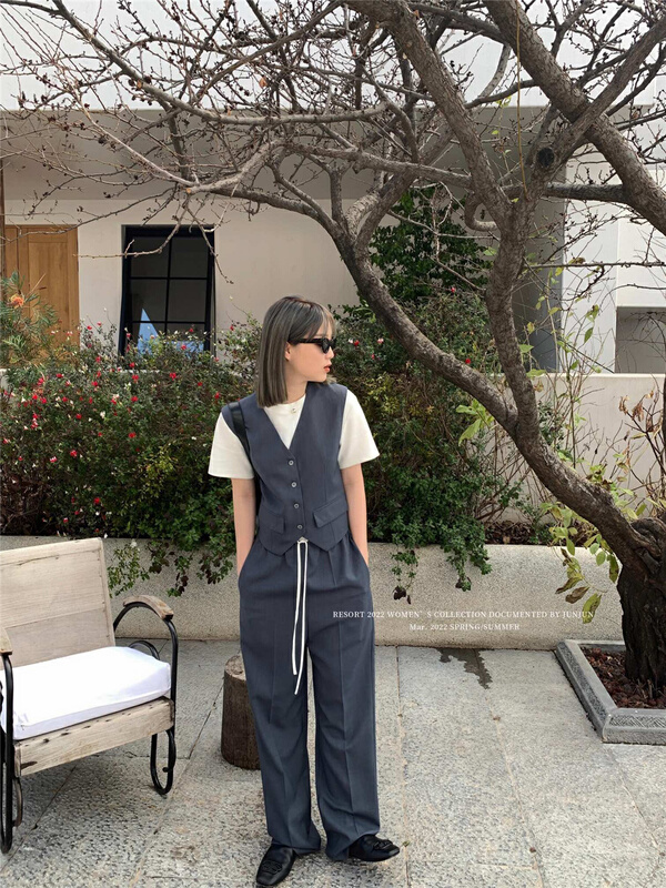 goods in stock! New year in early spring! [DT class] waist contrast loose casual pants 4475# XYJ